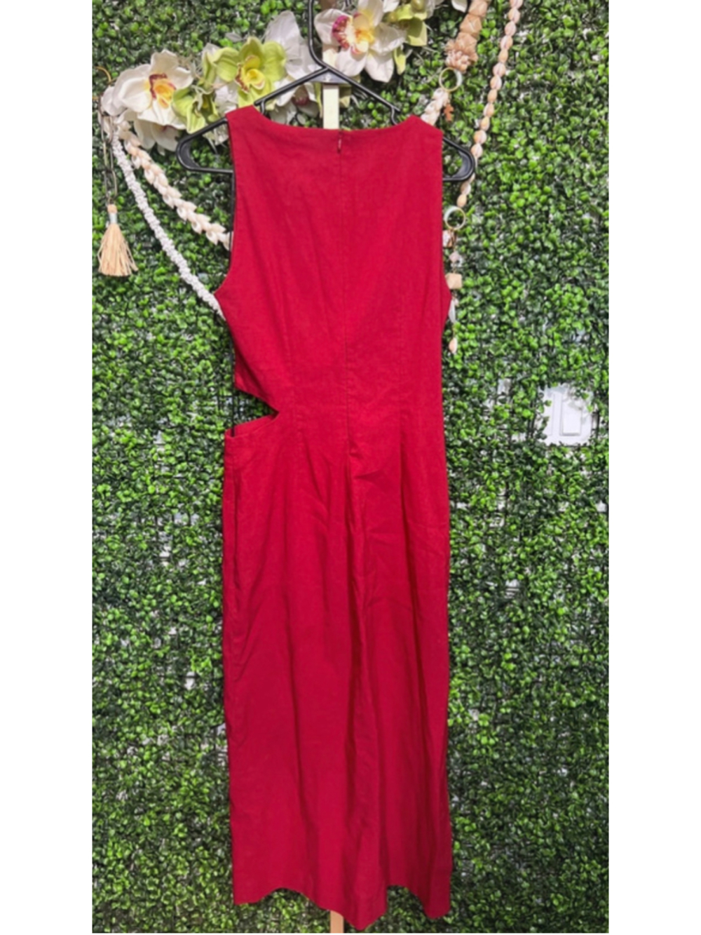 Zara ZW Collection Cutout Midi Dress Burgundy Red size Large - Picture 8 of 9